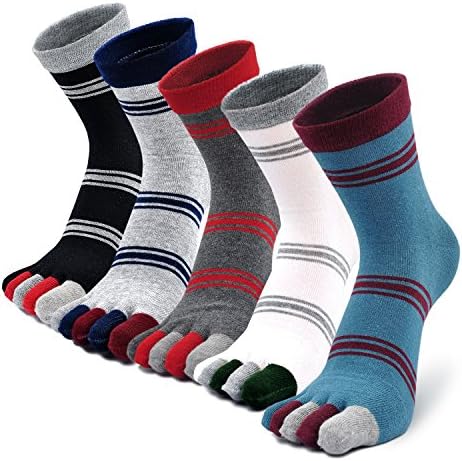 Mens Cotton Toe Socks Five Finger Running Socks Fashion Mini Crew Sports Ankle Socks