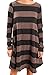 onlypuff Women's Casual Dress Striped Knee Length Flared Swing Cute With Pockets Irregular Hem