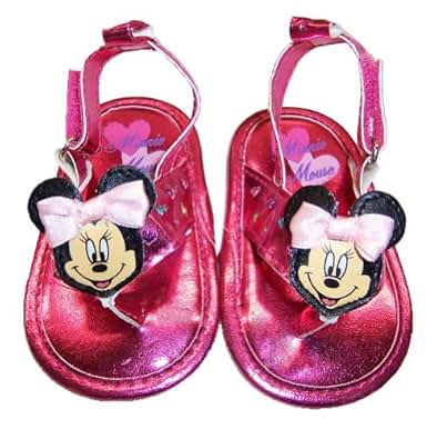 Amazon.com | Infant Toddler Pink Metallic Minnie Mouse Sandals - 9-12 Months | Sandals