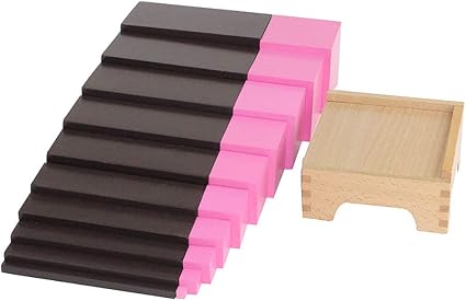 montessori brown steps and pink tower