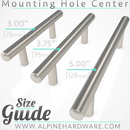[3.75"~25 Pack] Bar Handle Pulls for Kitchen Cabinets | NEW 2018 Design - Round Precision Contoured Ends & Satin Nickel Matte Finish | Stainless Steel Cabinet Hardware | 3.75 Inch Centers - Thumbnail 2