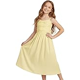WELAKEN Girls Sleeveless Spaghetti Strap Dress with Bow Decor - Twirl-Friendly Summer Sundress