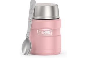 THERMOS Stainless King Vacuum-Insulated Food Jar with Spoon, 16 Ounce, Matte Rose