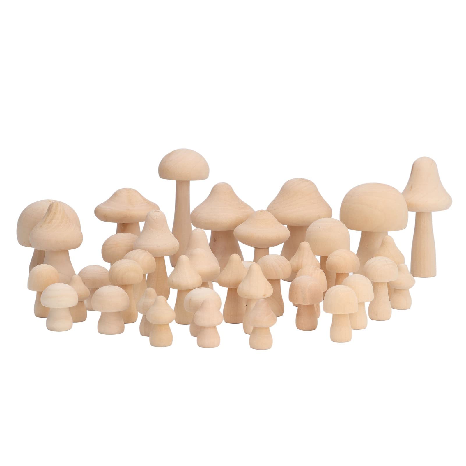 Hyuduo 40pcs Unfinished Wooden Mushroom Decor Natural Wood DIY Craft Supplies for Home Decoration, Photography Props & Arts and Crafts Projects