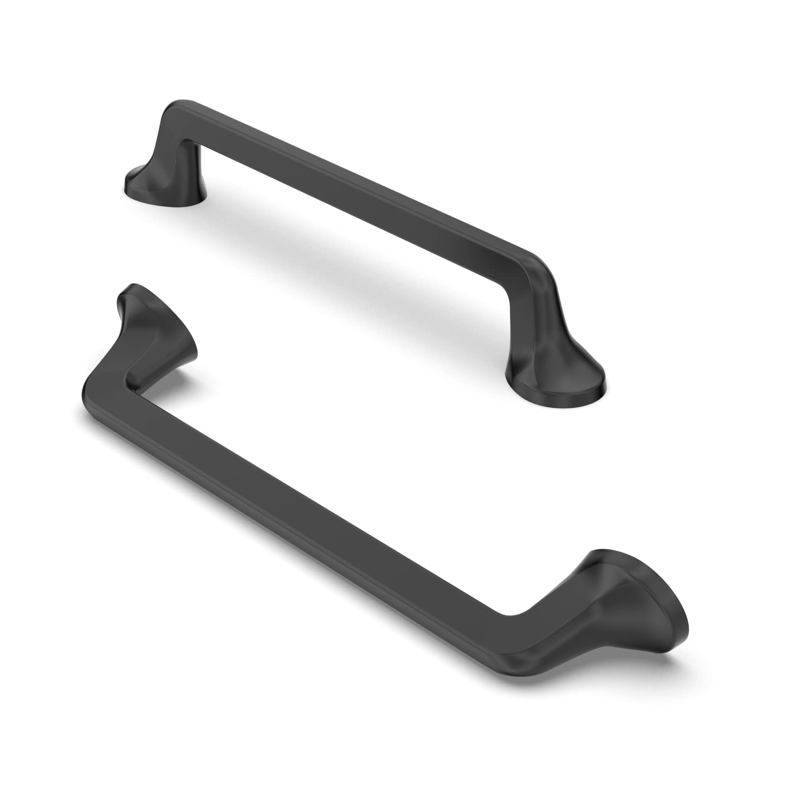 Furniware Pack of 10 Black Zinc Cabinet Handles, 128mm, Matte, Art Deco Style, Ideal for Cupboards, Drawers, Doors, Wardrobes