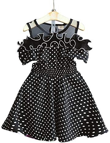 DDS Girls Polka Dot Print Dress in Black Colour