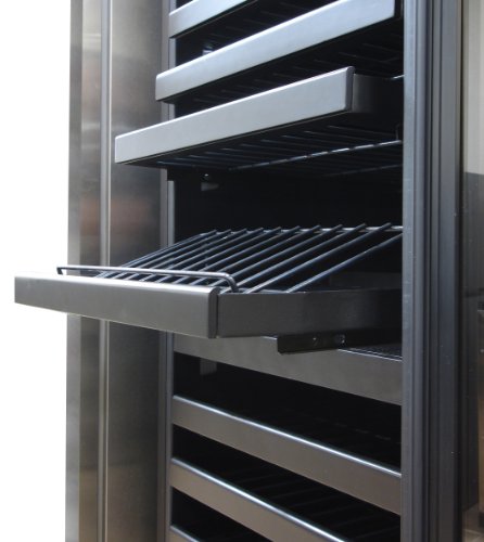 Vinotemp-VT-140-TS-142-Bottle-Dual-Zone-Seamless-Glass-Door-Refrigerator-Wine-Cooler-142-Bottle-Black-Right-Hinge