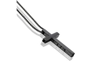 Luciteck Breathlink Quit Smoking Necklace – Stainless Steel Cross Pendant, Breathable Fidget Necklace for Anxiety Relief & Smoking Cessation, Smokeless Inhaler for Men & Women Black