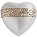 Funeral Urn by Liliane - Heart Keepsake Cremation Urn for Human Ashes - Hand Made in Brass and Hand Engraved - Fits a Small Amount of Cremated Remains of Adults as Well as the ashes of dogs, cats or other pets - Display Keepsake Burial Urn at Home or Office (Wildflowers in Pewter Finish)