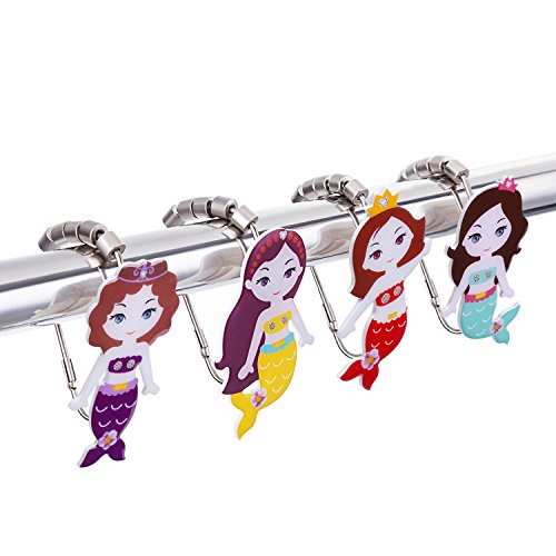 Mermaid Shower Curtain Hooks Unique Design Rustproof and Glide Smoothly Set of 12 (12)