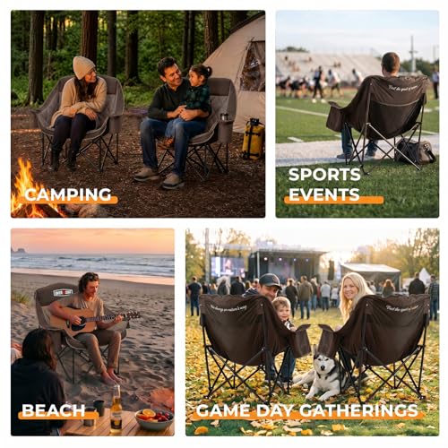 OVERMONT Oversized XL Camping Folding Chair for Adults - 450lbs Support Heavy-Duty Padded Folding Chair with Side Pocket Cup Holder for Outdoor Sports Garden Beach Fishing Lawn Blue