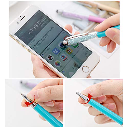 Qpower 20pcs Retractable Ballpoint Pen, Bling Stylus Pen, Crystal Diamond Screen Touch Pen, Capacitive Pens for Phones, iPhone, iPad, Kindle, Note, Tab, Office School Stationery supplies(20 color - Thumbnail 3