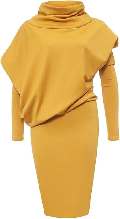 yellow turtleneck dress