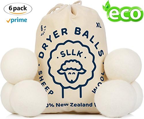 Wool Dryer Balls - Exсlusive New 2018 - Best Wool Balls - Clothes Dryer Balls - Eco Laundry Balls - Wool Dryer Sheets - Pack 6 Organic New Zealand Wool Safer Alternative Effective Fast Drying White