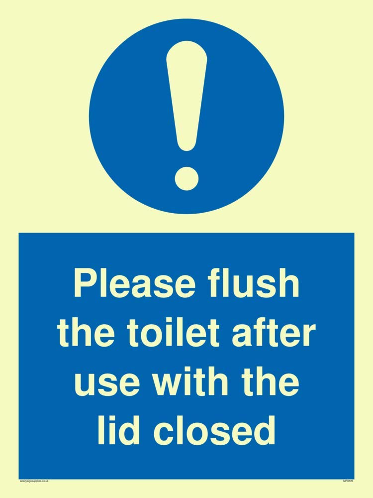 Please flush the toilet after use with the lid closed