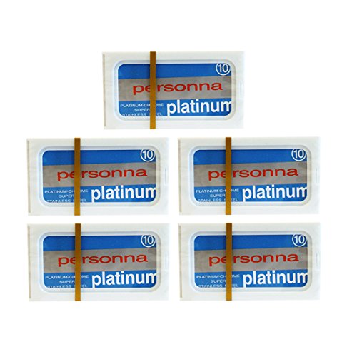 Personna Blue Platinum Blades Double Edge Stainless Steel Refill Blades, 50 pieces