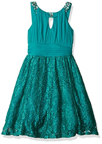 Tween Diva Big Girls' Jeweled Special Occasion Dress, Teal, 10