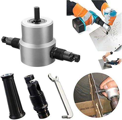 Sheet Nibbler Metal Cutter Hole Saw Drill Attachment Double Head , Metal Cutting Sheet Nibbler Saw Cutter Tool Drill Tool
