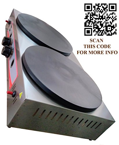 TurcoBazaar DOUBLE 40 CM 16" Commercial Double Pancake Maker Luxury Gas Crepe Machine Pan Griddle Machine NON-STICK CREPE MAKER - Thumbnail 3