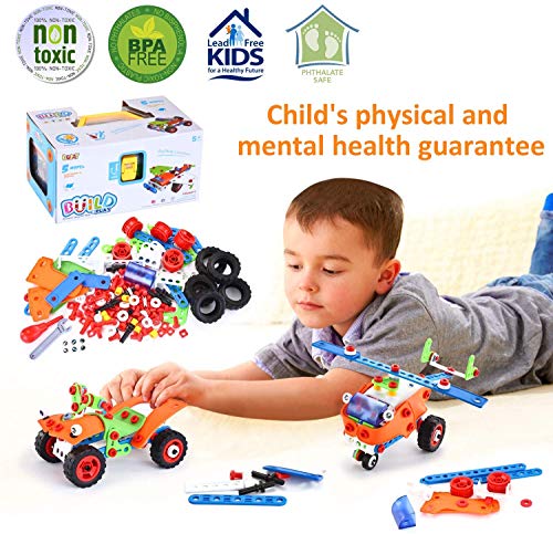 LUKAT STEM Toys, 165 Piece Learning Toys, Educational Construction Engineering Building Toys Set Gift for Ages 5 6 7 8 9+ Year Old Boys & Girls