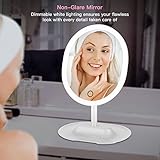BESTOPE LED Makeup Mirror with 1X/10X Magnification, Natural Lighted Vanity Mirror Touch Screen, USB & Battery Power Supply, Oval Shaped Dimmable Countertop Cosmetic Makeup Mirror