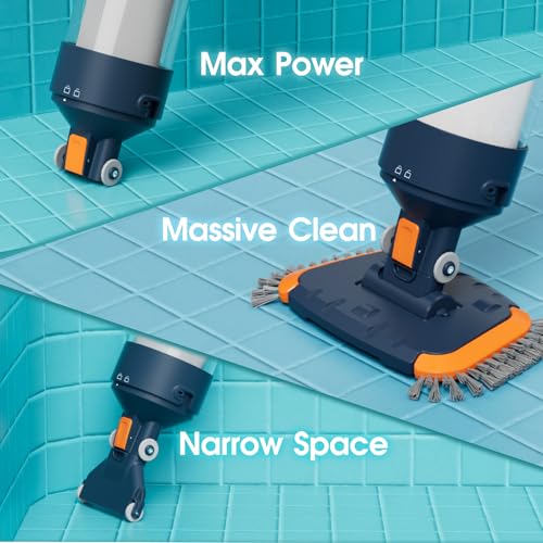 AQUAFYSH Cordless Pool Vacuum-True Powerful Suction 18.9GPM, 96inch, 1H Runtime, 25µm Fluff Ultra Fine Filter,Handheld Rechargeable Hot Tub Cleaner with Poles for Above Ground&Inground Pool