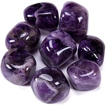 Bingcute Brazilian Tumbled Polished Natural Amethyst Stones 1/2 Ib for Wicca, Reiki, and Energy Crystal Healing (Amethyst)