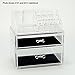 d'Moda Designs Crystal Clear Acrylic, Deluxe Deep Drawer Makeup and Jewelry Organizer with 2 Deep Storage Drawers for Lipstick, Brushes, Nail Polish, Compacts and Cosmetics
