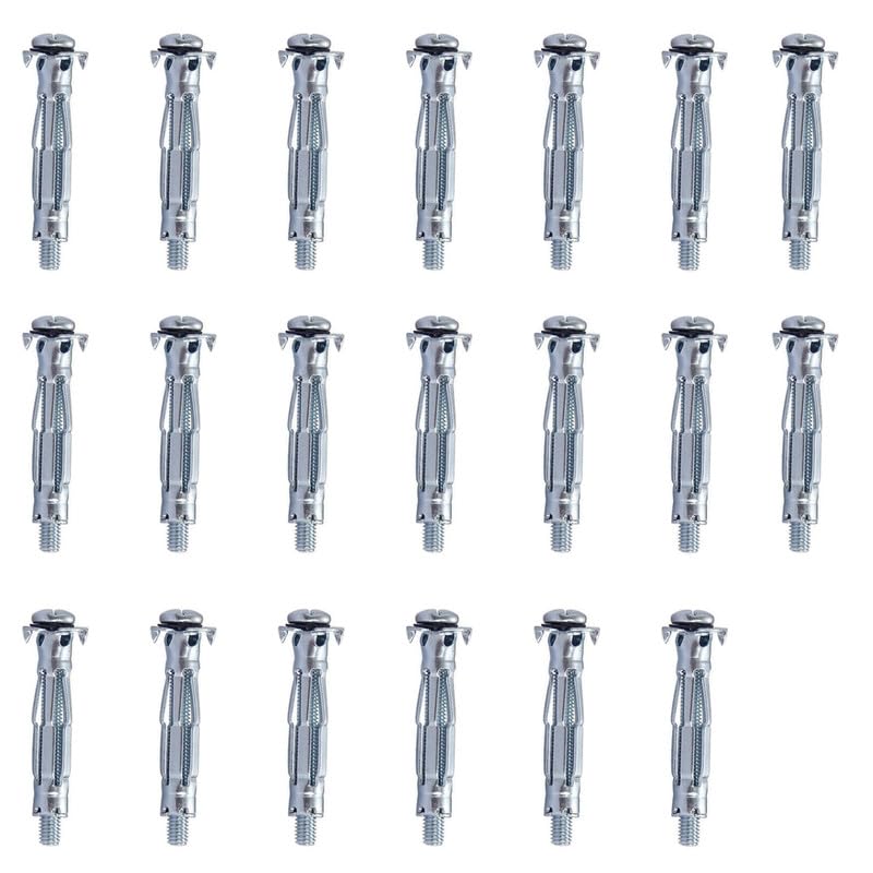 Aoktorkit 20Pcs Plasterboard Fixings M4*38 Hollow Wall Anchor Drywall Anchor Plugs Expansion Bolts for Drywall Sheetrock Wall Fixings