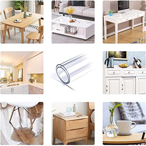 Beauenty Clear Table Protector,1.5mm Thick Rectangular Clear Desk Pad Mat,Plastic Table Cover,PVC Clear Desk Cover Protector,Non-Slip Desk Pad, Table Protector For Dining Room Table,Office(60x120CM)