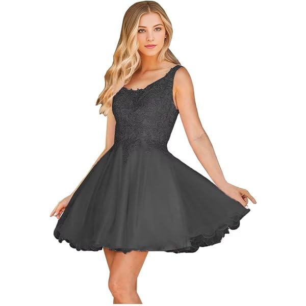 Dydsz Women's Short Prom Dress - Tulle A-Line With Beaded Appliques, Keyhole Back, Above Knee Length For Homecoming, Party - View #8