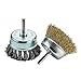 Katzco Wire Wheel Brush - 2 Pack Knotted and Crimped Cups for Rust Removal, Corrosion and Paint - Hardened Steel Wire for Reduced Wire Breakage and Longer Life - 3 inch