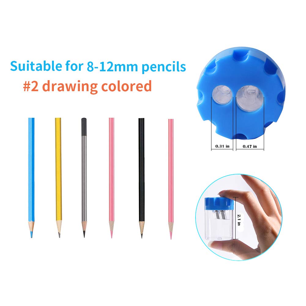 Manual Pencil Sharpener 2 Holes, Hand Pencil Sharpener with Cover and Receptacle for School Home Office Supply (12-packs, Gear Shaped)