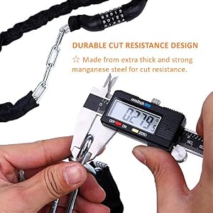 Bike Lock, 7mm-Thick 3.2ft-Long 5-Digit Resettable Combination Bicycle Lock, Heavy Duty Anti-Theft Bike Chain Locks for Road Bike Mountain Bikes Cycling Accessories