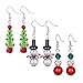 Zhenhui Christmas Earrings for Women Handcrafted Clear Crystal Tree,White Snowman and Red Beads Multicolored Glass Dangle Earrings,Best Christmas Holiday,Valentine's Day Jewelry Gifts