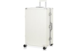 AnyZip Luggage Aluminium Frame Suitcase Hard Shell TSA Lock No Zipper 28In White