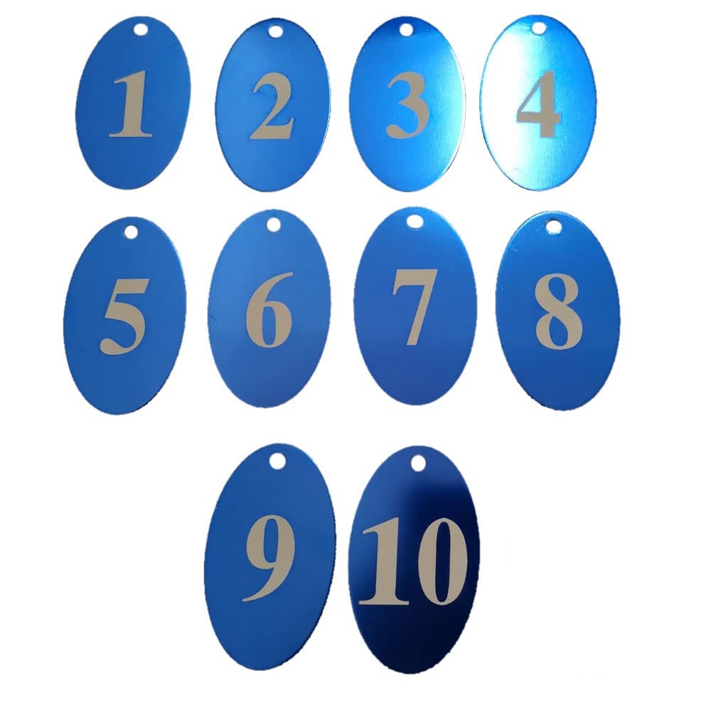 Sourcemall Aluminum Alloy Numbered Tags with Key Ring (Blue, 1-10)