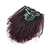 Sassina Seamless Two Tone Ombre Afro Kinky Curly Human Hair Extensions Double Wefts Clip on Remi Hair Natural Black Fading into Cherry Wine 120 Grams per Set With 7 Pieces 17 Clips ACTN99J 14 Inch