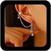 Erimberate Bohemian Crystal Tassel Dangle Earrings Gold Tassel Chain Drop Earring Cz Circle Cartilage Cuff Earring Rhinestone Tassel Chain Cuff Earrings Jewelry for Women