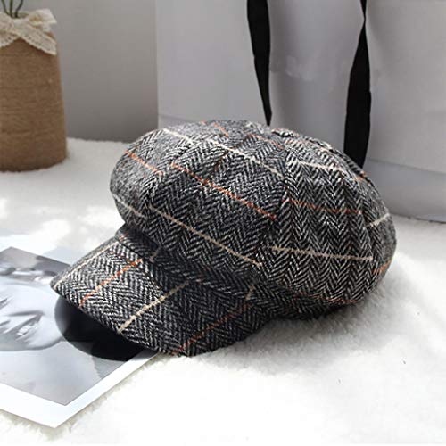 Chirpa Mens and Womens British Retro Plaid Beret Outdoor Leisure Octagonal Painter Hat