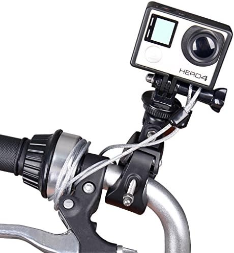 QOOKR Quick Release Handlebar Mount Clamp,Tripod Adapter and Stainless Steel Safety Tether (3ft) for GoPro Hero 5 4 Session