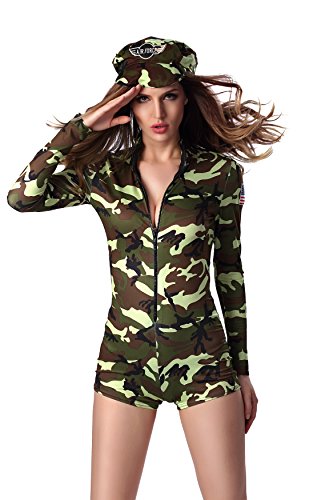 Camouflage Jumpsuit With Cap