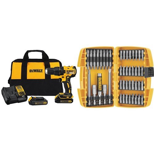 DEWALT DCD777C2 20V Max Lithium-Ion Brushless Compact Drill Driver with DW2166 45-Piece Screwdriving Set