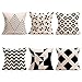ULOVE LOVE YOURSELF Modern Simple Geometric Style Pillow Covers Black Beige Stripe Home Decorative Throw Pillow Cases 18 x 18 Inches, Set of 6 for Porch Couch Sofa Decor (Geometric-1)