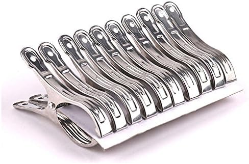 Awayyang 10 Pcs Large Size Stainless Steel Windproof Strong Drying Towel Clips Quilts Folder