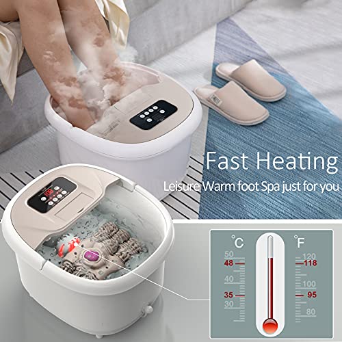 Foot Spa Bath Massager with Heat, 6 Motorized Rollers, Bubble, Fast