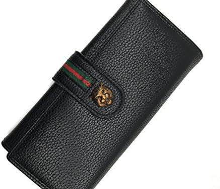 QUEENX Womens Wallet Classic Clutch Soft Leather Long Bifold Wallet for Women Card Holder Purse Handbag (black)