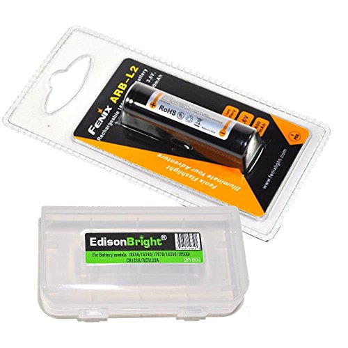 Fenix ARB-L2 2600mAh Protected 18650 Rechargeable Li-ion Battery with EdisonBright BBX3 battery carry case - Designed for TK75 TK16 TK35 PD35 PD32 ARE-X1 ARE-C1 ARE-C2 and other High Drain Devices