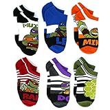 TMNT Teenage Mutant Ninja Turtles Boys 6 pk Socks (6-8 Boys, Mutant No Show)