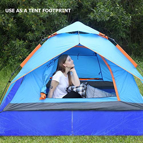 REDCAMP Large Waterproof Camping Tarp Lightweight, Multifunctional Insulated Tent Footprint for Camping Hiking Backpacking, Blue 106''x82'' - Thumbnail 4